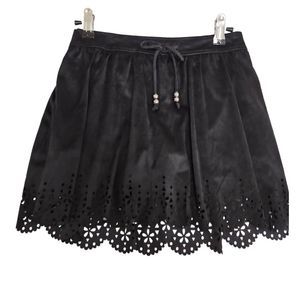 NWT Justice Black Faux Suede Lazercut Skirt 10